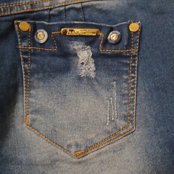 ZELEKIA Denim Jeans Shorts Distress and Raw Edge Hem. Size 14 - Picture 8 of 13